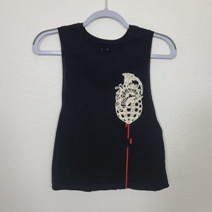 NEW Lawless Women's Cropped Tank Size XS Black Gr*nade Graphic Print Skater